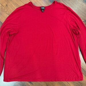 EILEEN FISHER Red Long Sleeve Oversized Relaxed Fit Top Sz 1X